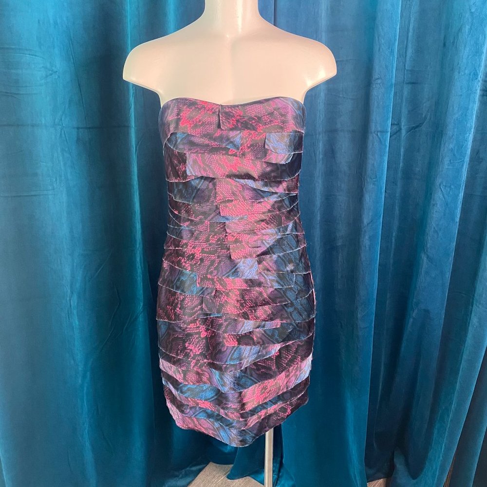 Bebe Snake Print Strapless Tiered Mini Dress - Picture 2 of 12